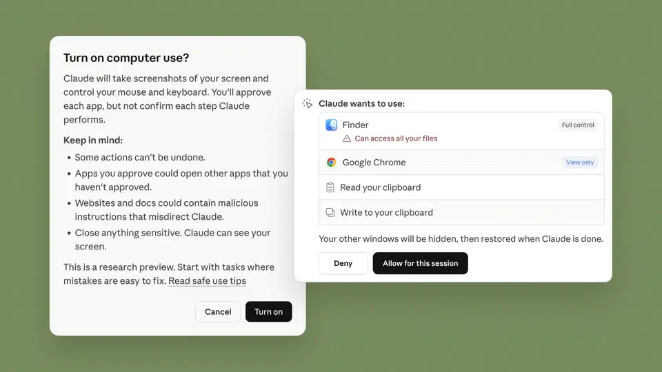 Claude Dispatch permissions dialog requesting approval before accessing local applications
