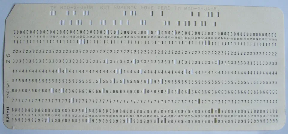 COBOL program punch card from a university computing course