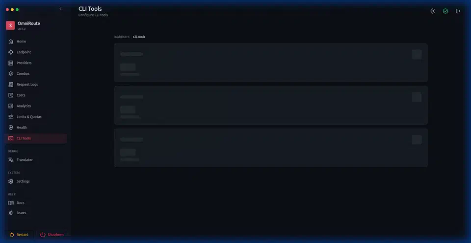 CLI tools page: the setup-* integrations for Claude Code, Codex, Cursor, Cline