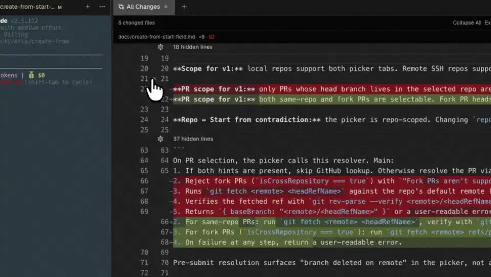 Orca diff reviewer with an inline comment attached to a line of AI-generated code, ready to send back to the agent