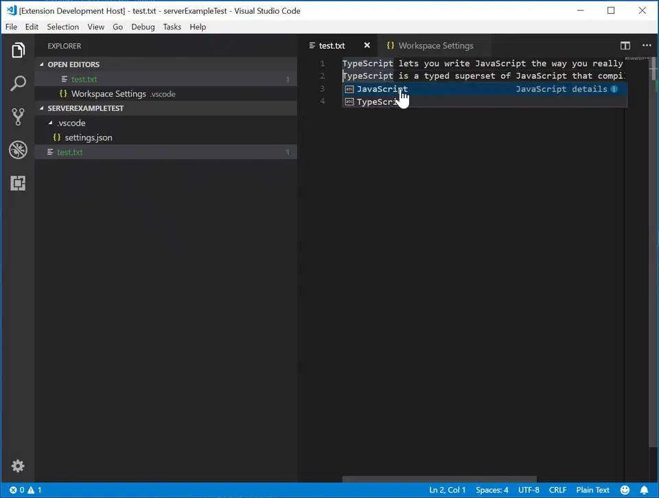 VS Code showing LSP code completion dropdown with suggested items appearing as the user types