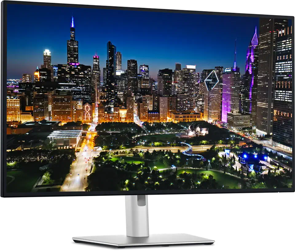 Dell UltraSharp U3225QE 32-inch 4K monitor in gray with adjustable stand