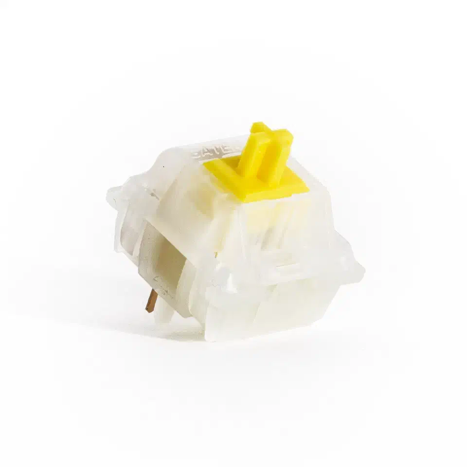 Gateron Milky Yellow Pro linear switch with milky nylon housing and yellow POM stem