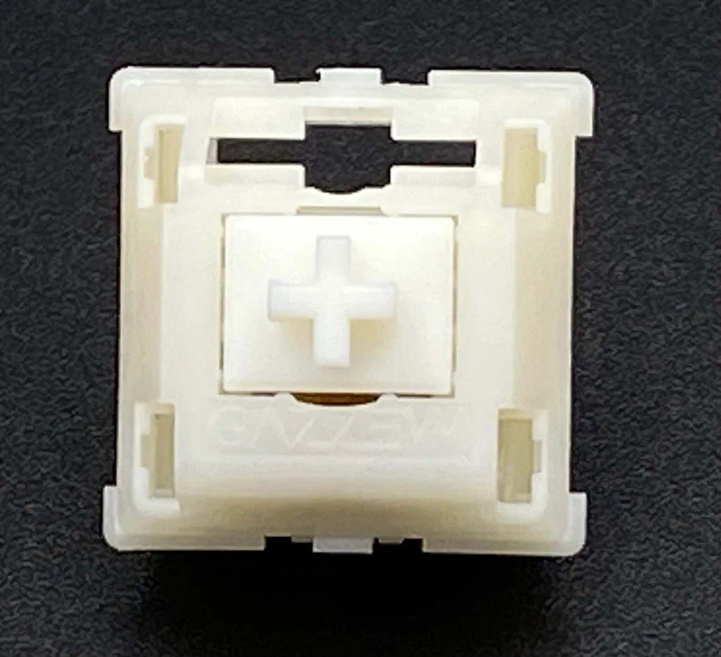 Gazzew Boba U4 silent tactile switches with distinctive translucent milky white housing