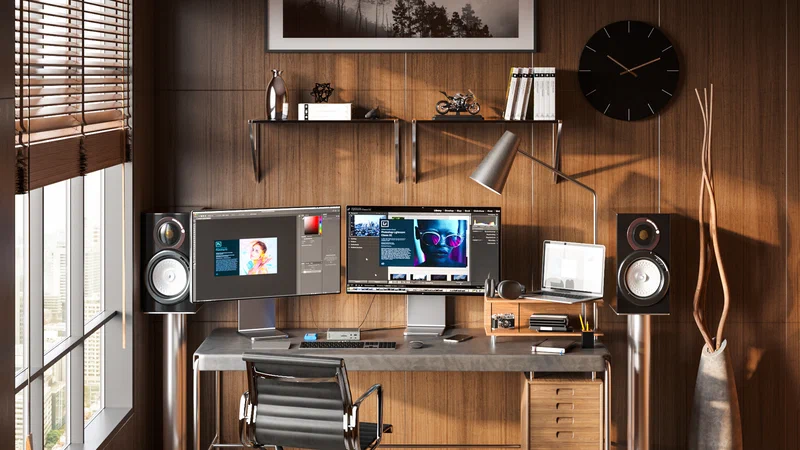 CalDigit TS4 on a desk driving dual external monitors from a single laptop connection