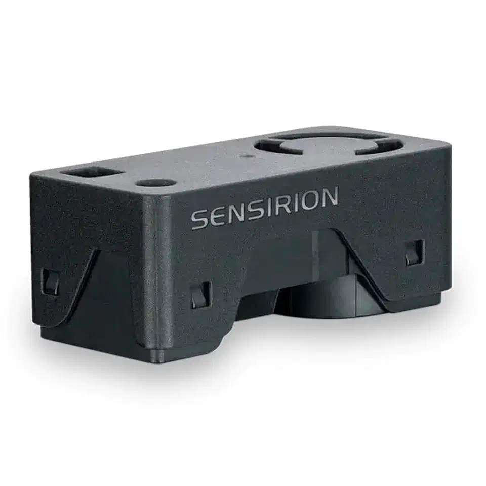 Sensirion SEN66 environmental sensor module showing the compact PCB with integrated particle, VOC, NOx, and CO2 sensors