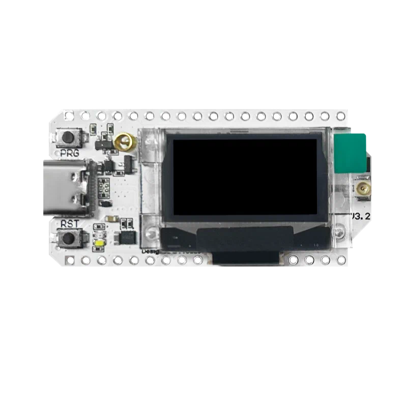 Heltec WiFi LoRa 32 V3 development board with ESP32-S3 chip, SX1262 LoRa module, and small OLED display