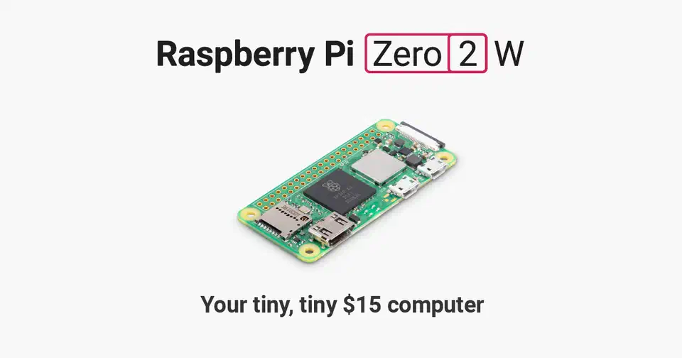 Raspberry Pi Zero 2 W board with wireless chip and GPIO header
