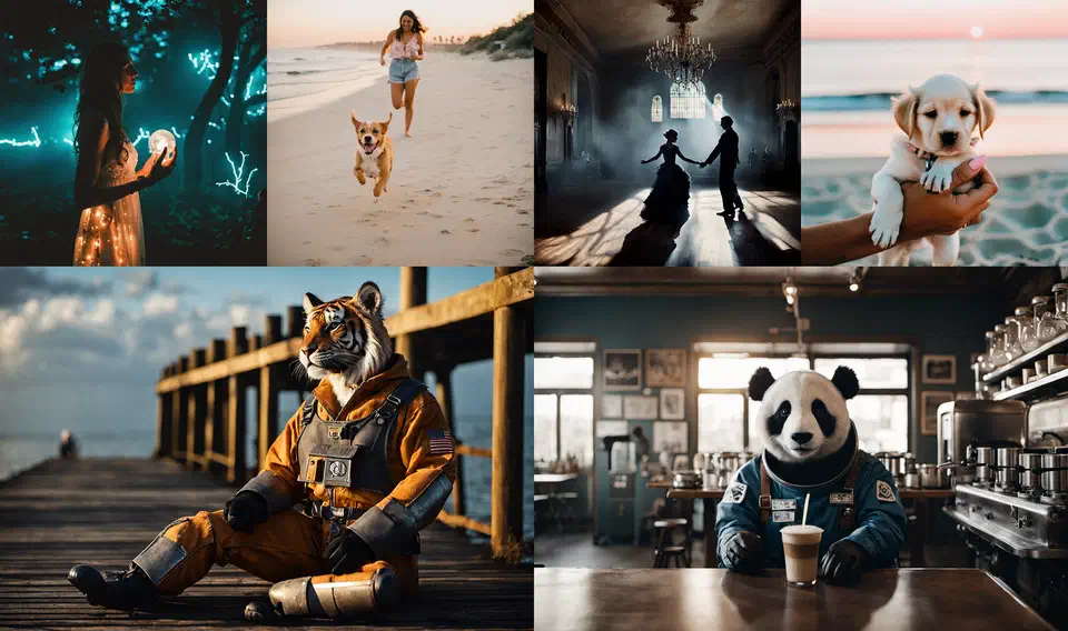 SDXL sample generation showcase showing diverse high-quality images across different styles and subjects