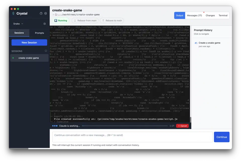 Crystal Nimbalyst desktop app showing multi-session management dashboard for Claude Code instances