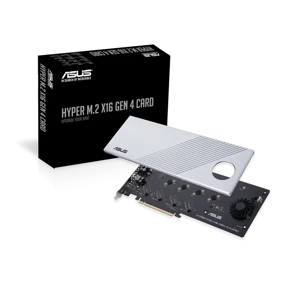 ASUS Hyper M.2 x16 Gen 4 Card with retail packaging