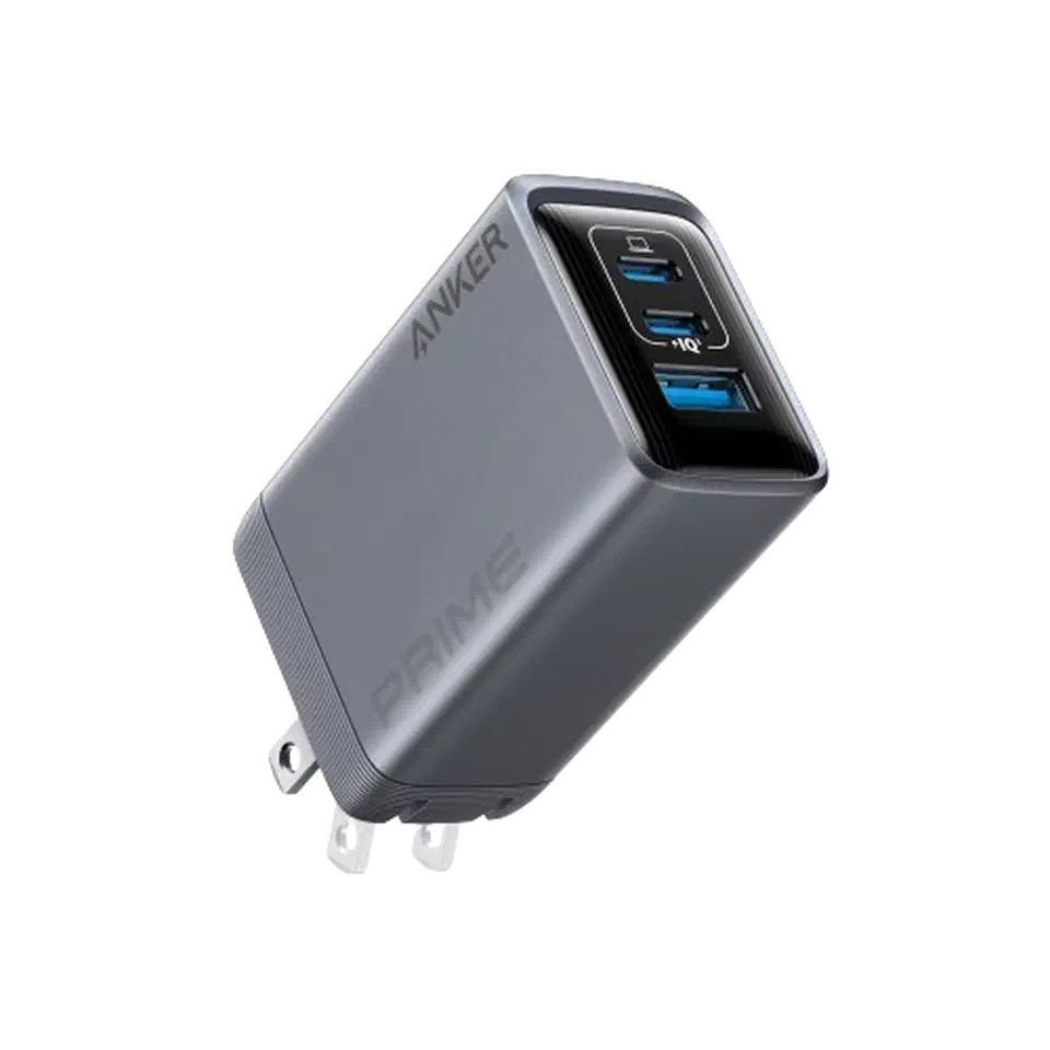Anker Prime 100W 3-port GaN charger, compact cube design with two USB-C and one USB-A port