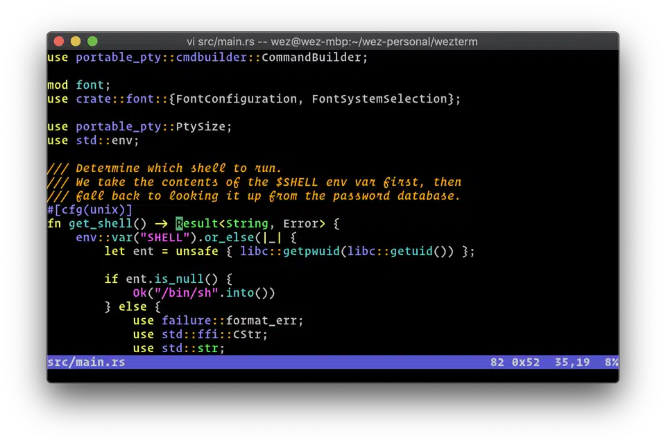 WezTerm terminal with multiple panes and GPU-accelerated rendering