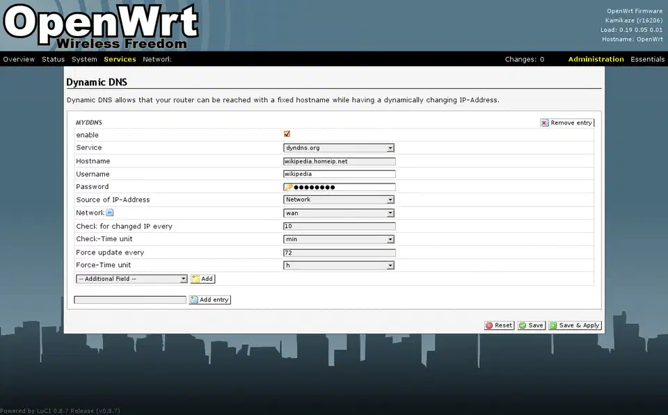 OpenWrt LuCI web interface system overview dashboard
