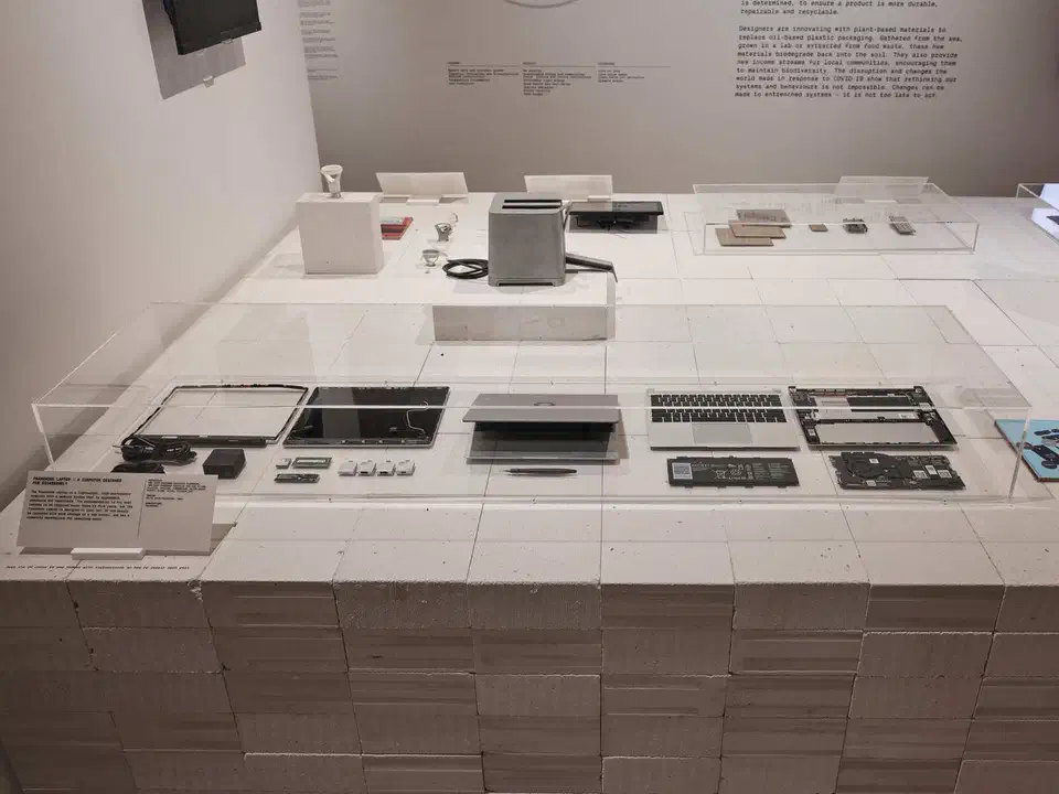 Framework Laptop open on display showing the modular design with expansion card slots and replaceable components