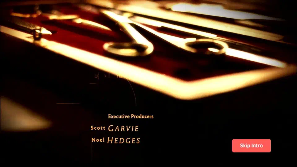 Television episode playing with a Skip Intro button overlaid in the lower right corner of the video