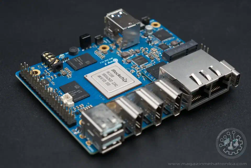 Orange Pi 5 Plus board with RK3588 SoC, dual NVMe M.2 slots, and dual 2.5GbE Ethernet ports