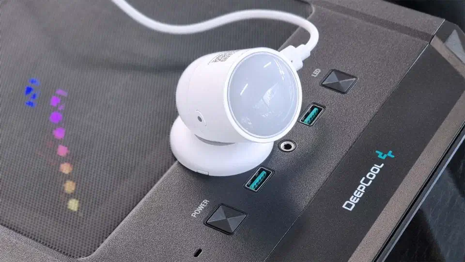 Sonoff SNZB-06P mmWave presence sensor, a small white puck with a USB-C cable and magnetic mount