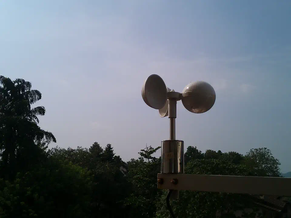 Three-cup anemometer used for measuring wind speed