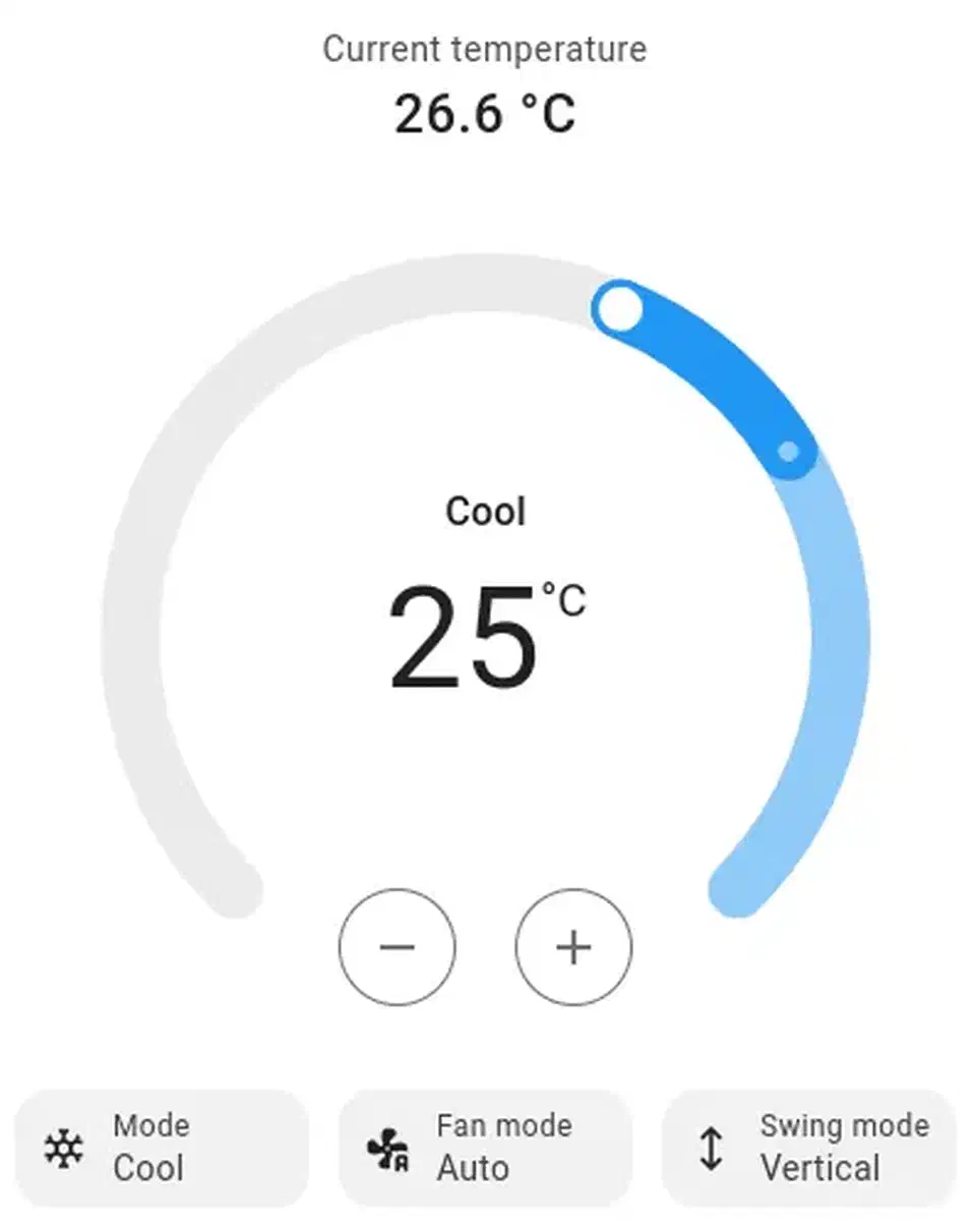 ESPHome thermostat climate component UI showing dual setpoint sliders for heating and cooling thresholds