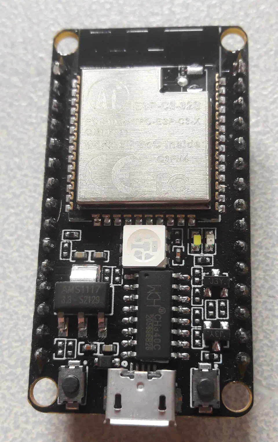 ESP32-C3 NodeMCU development board with its RISC-V module and USB connector