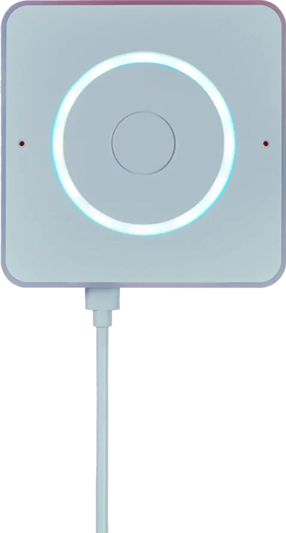 Home Assistant Voice Preview Edition seen from above, showing the LED ring and rotary dial
