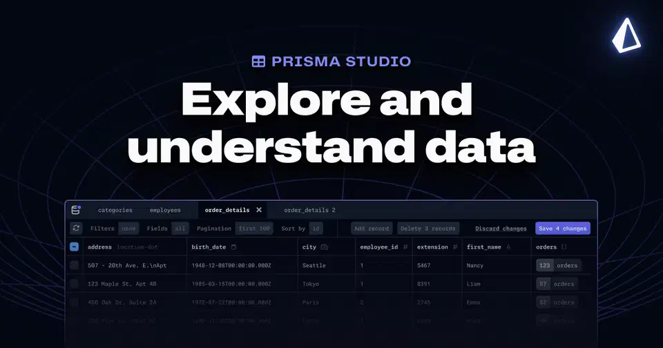 Prisma Studio visual database browser with model exploration and filtering capabilities